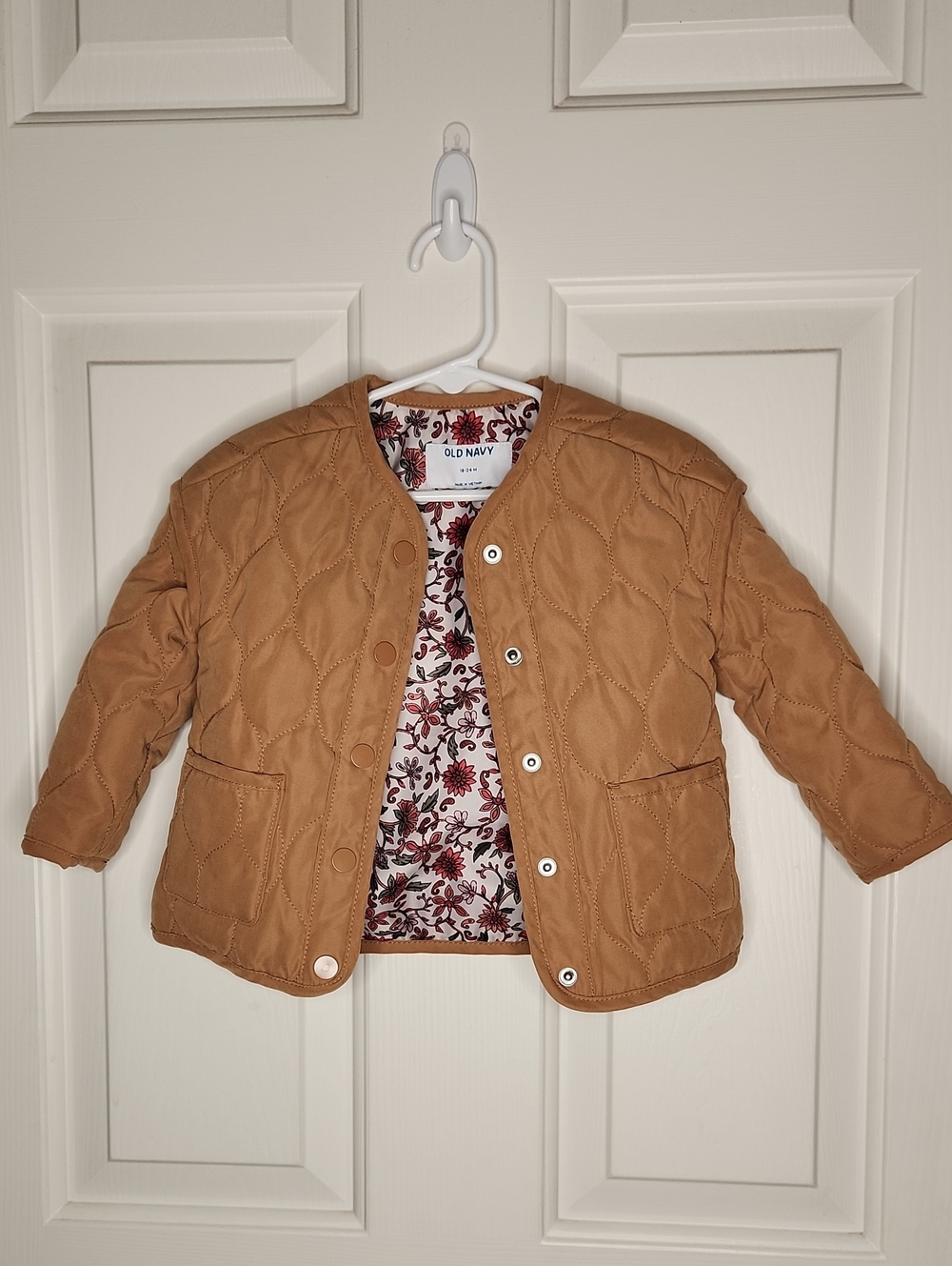 Old Navy Girls Tan Quilted Jacket Size 18-24M